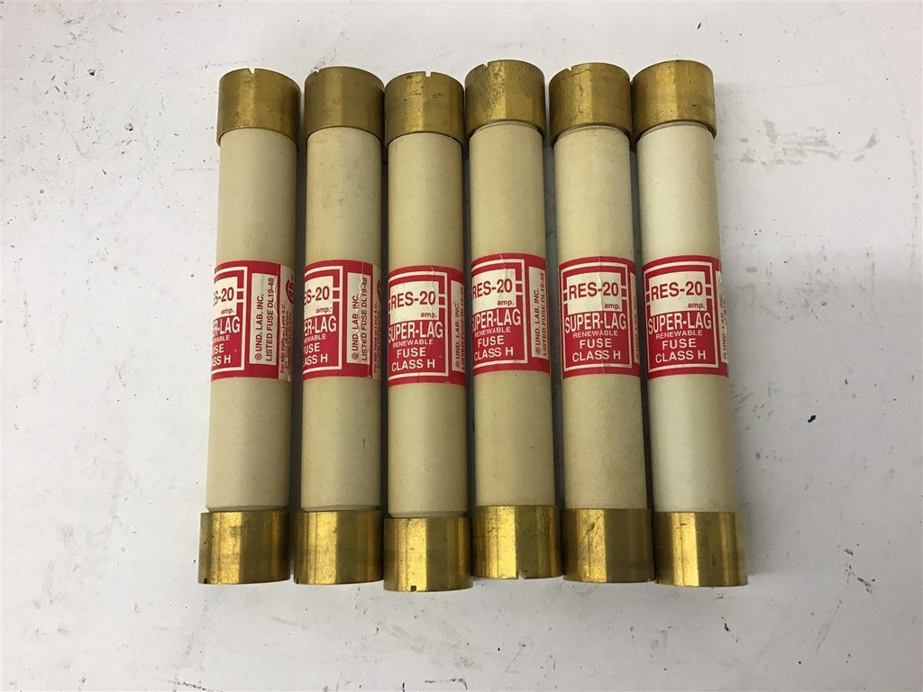 RES-20 Super-Lag Renewable Fuse Lot Of 6