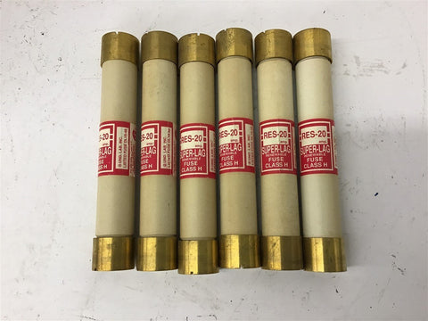 RES-20 Super-Lag Renewable Fuse Lot Of 6