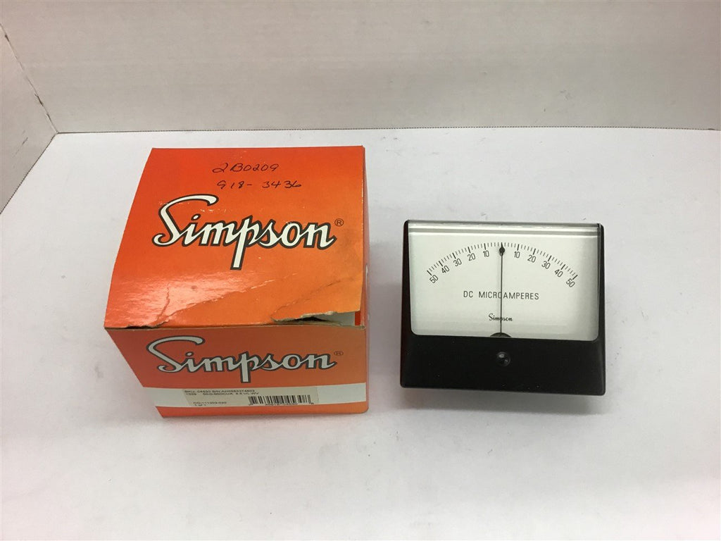 Simpson DC AMPERES Analog Panel Meter 0-50