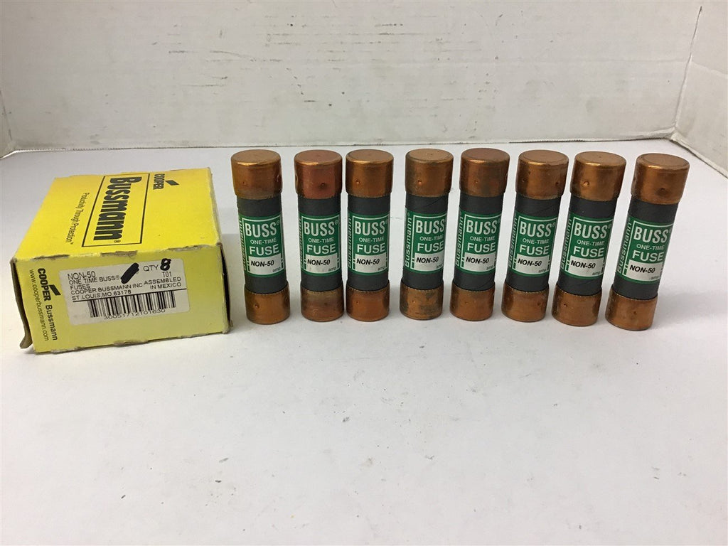 Bussmann NON-50 One Time Fuse 50 Amp 250 Volts Lot Of 8