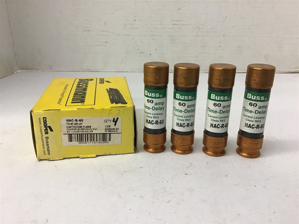 Bussmann HAC-R-60 Time Delay Fuse 60 Amp 250 VacLot Of 4