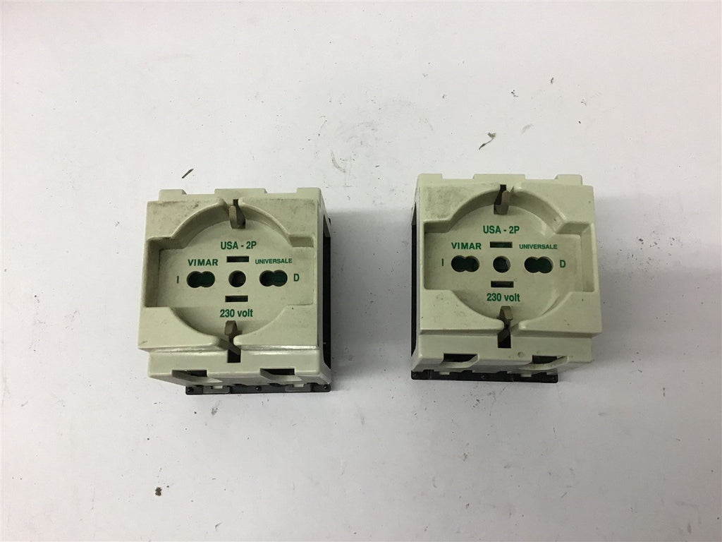 Vimar USA-2P 230 Volt Universal Receptacle Lot Of 2