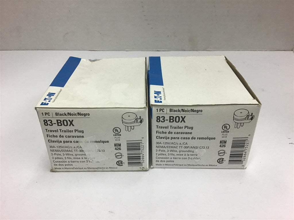 Eaton 83-Box Travel Trailer Plug 30 Amp 125 Volts Lot of 2