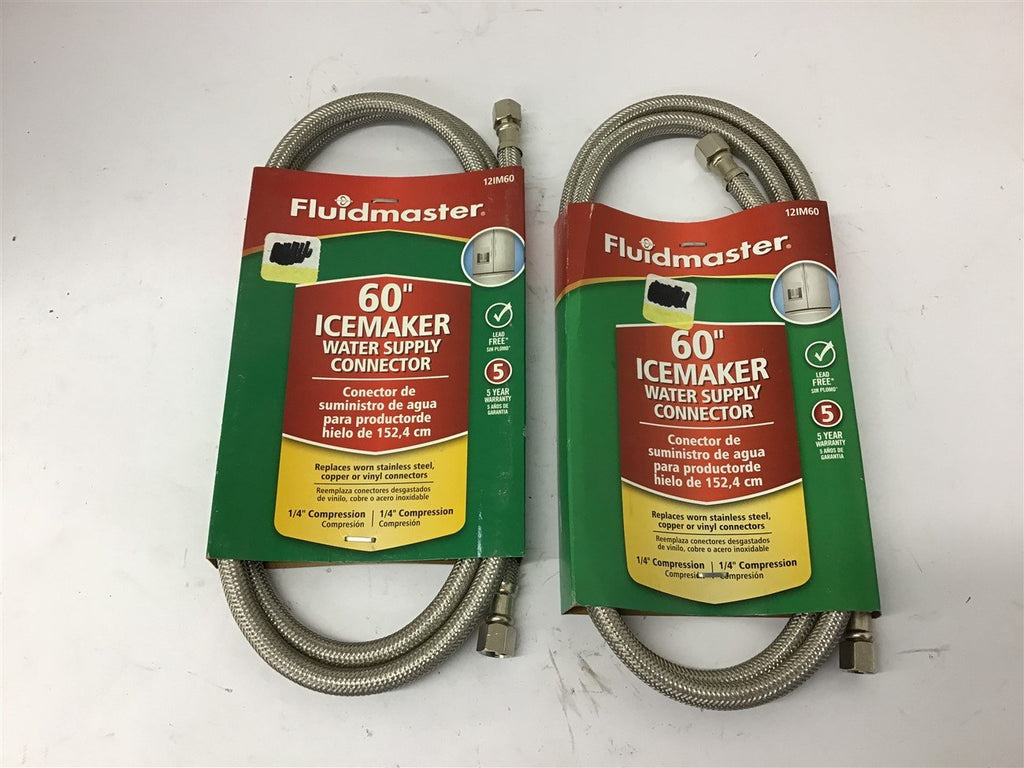 Fluidmaster 12IM60 60" Icemaker Water Supply Connector 1/4" Compression Lot Of 2