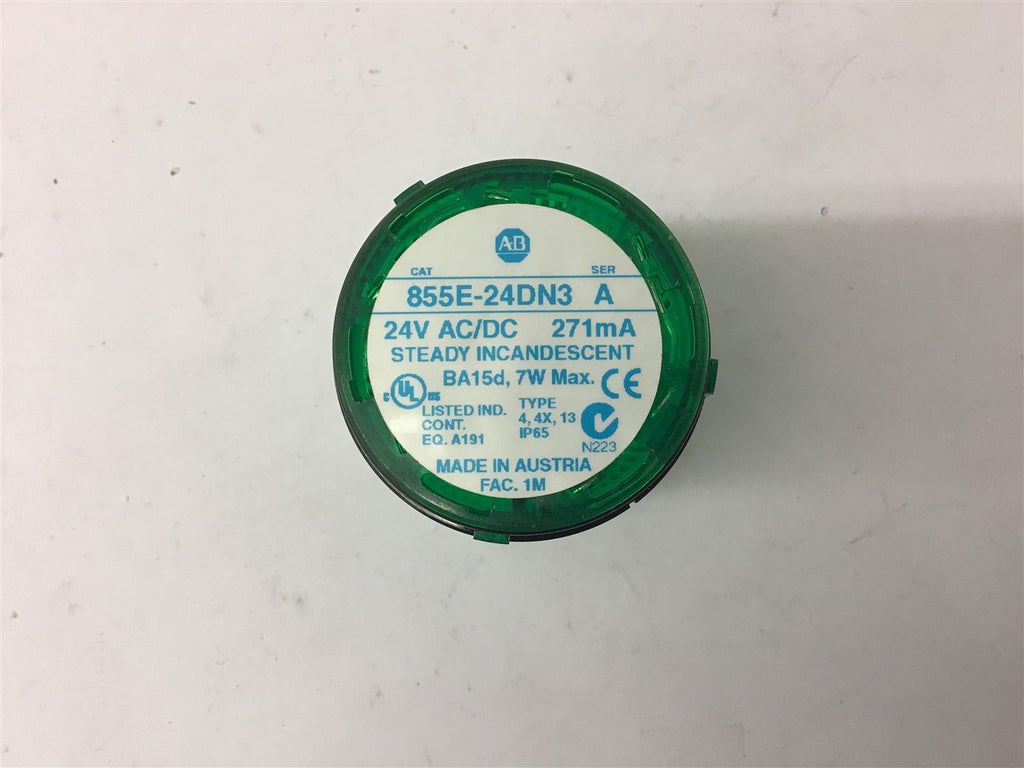 Allen-Bradley 855E-24DN3 24V AC/DC 7W Green Control Tower Stack Light