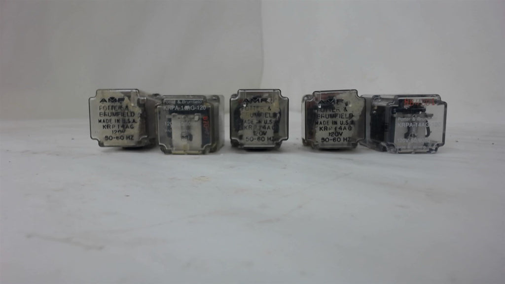 Lot Of 5, Amf Potter & Brumfield, Krp14Ag, Relay, 10A, 120V, 50/60Hz, 11 Pins