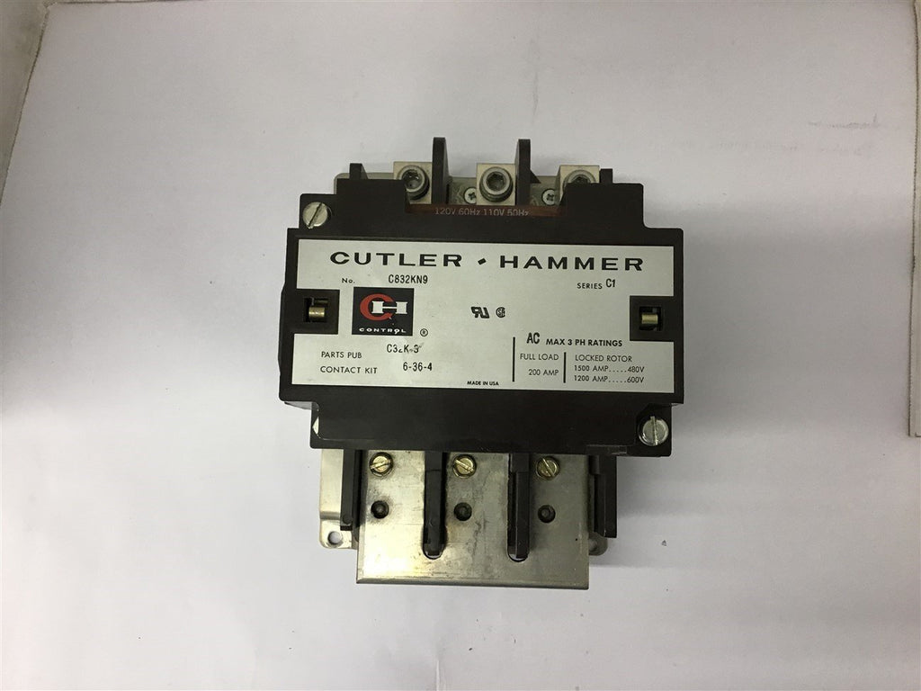 Cutler-Hammer C832KN9 200 Amp Contactor 120 Volt Coil