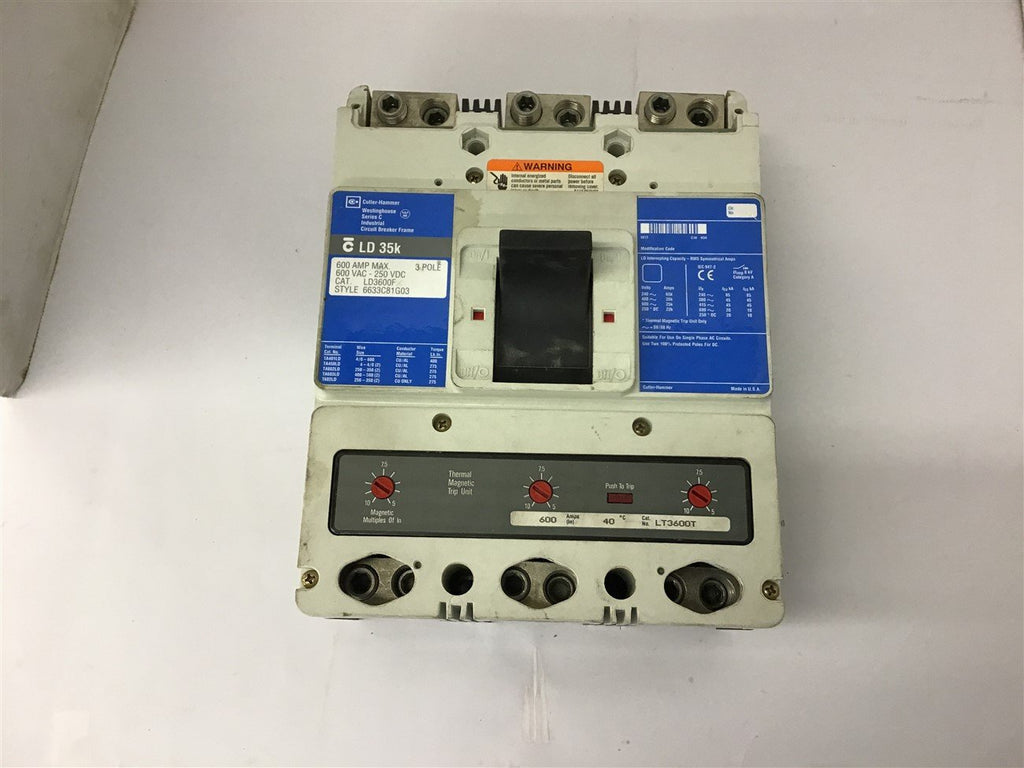 Cutler-Hammer LD3600F 600 Amp Circuit Breaker 600 Volts 3 Pole