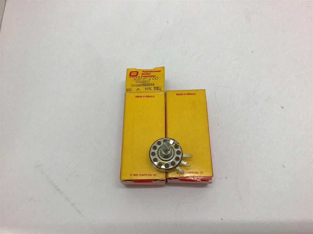 Ohmite CMU5011 Potentiometer Molded Composition 500 OHMS RV4NAYSD501A Lot of 2