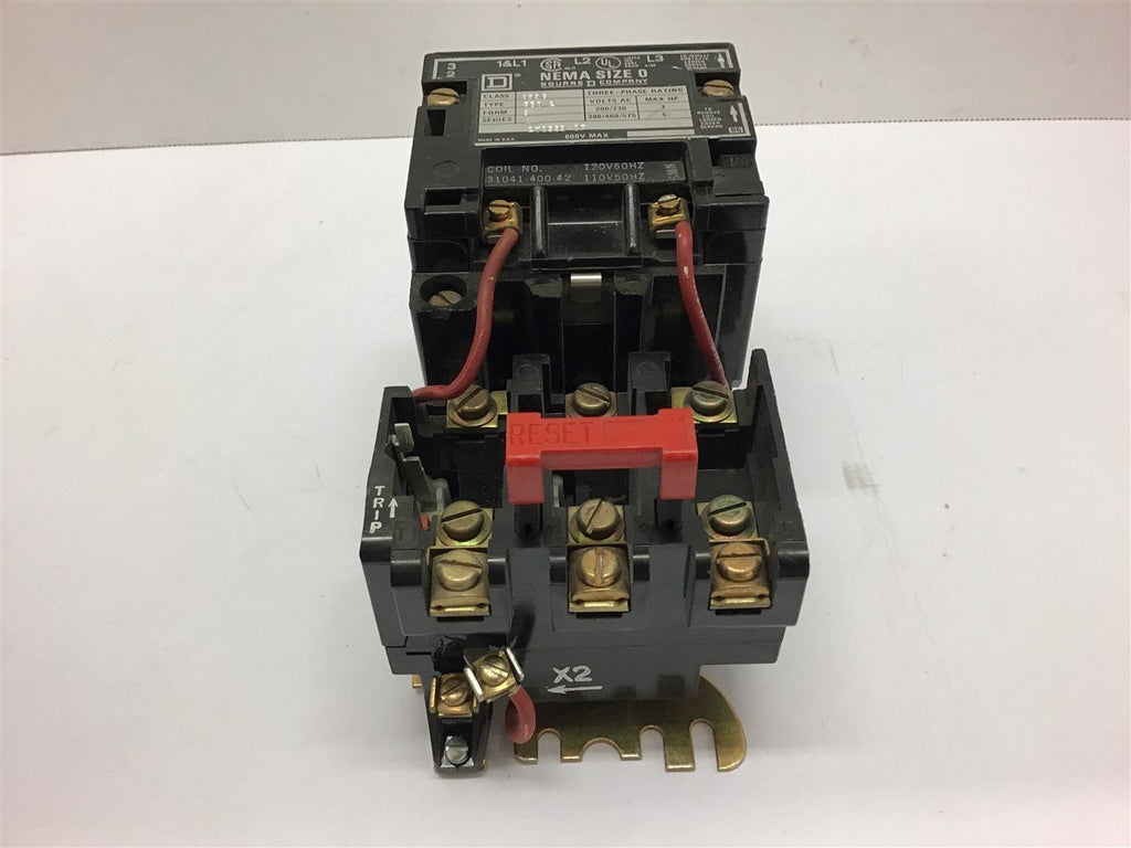 Square D Starter Size 0 Class 8536 Type SB0 2 Ser A 600V