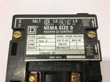 Square D Starter Size 0 Class 8536 Type SB0 2 Ser A 600V