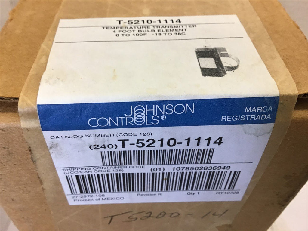 Johnson Controls T-5210-1114 temperature Transmitter 4 Ft Bulb element
