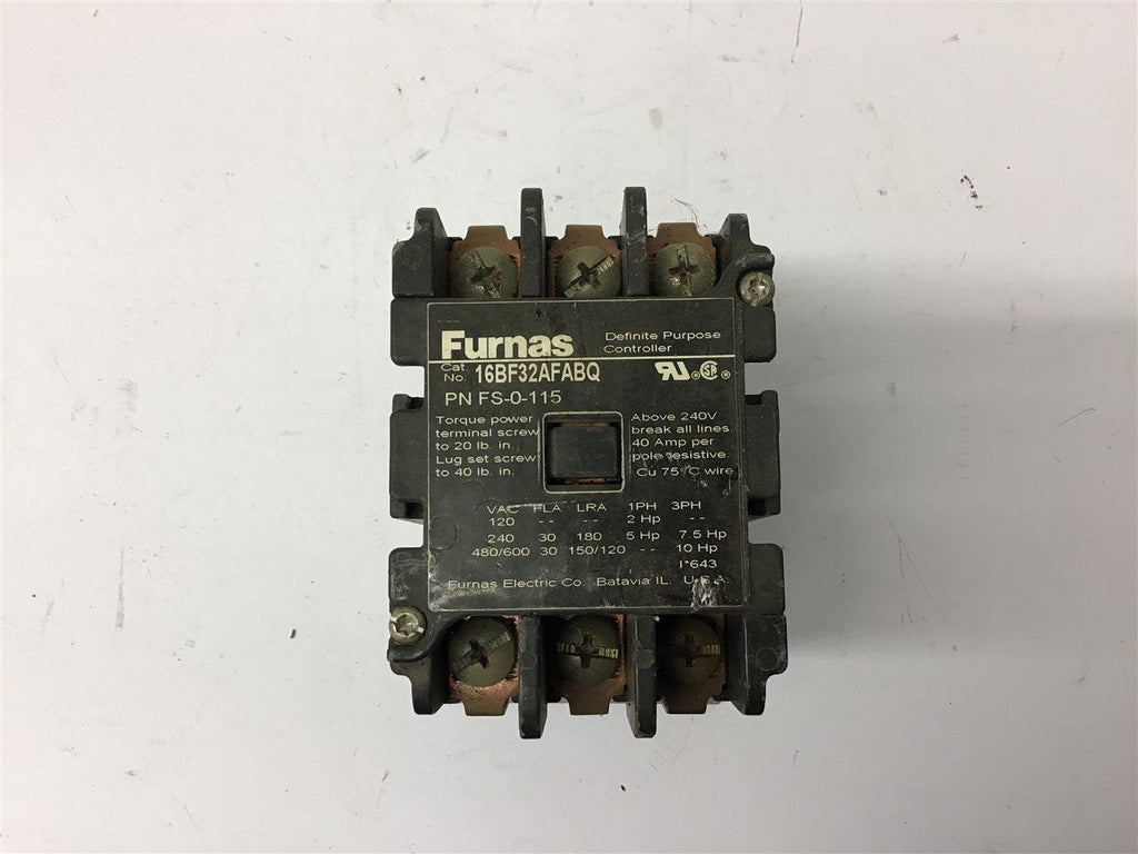 Furnas 16BF32AFABQ Contactor 480 volt @ 10 HP
