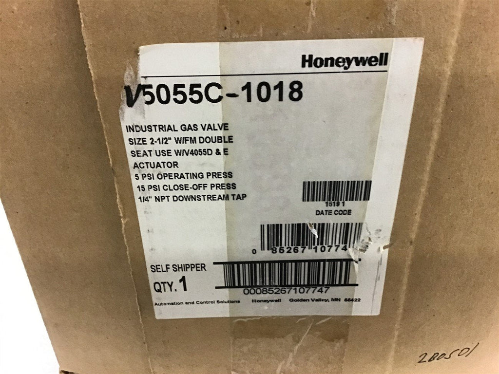 Honeywell V5055C-1018 Industrial Gas Valve 2-1/2" W/FM Double