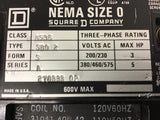 Square D 8536 Starter Type SB0 2 Form 2 Ser. A 600V max