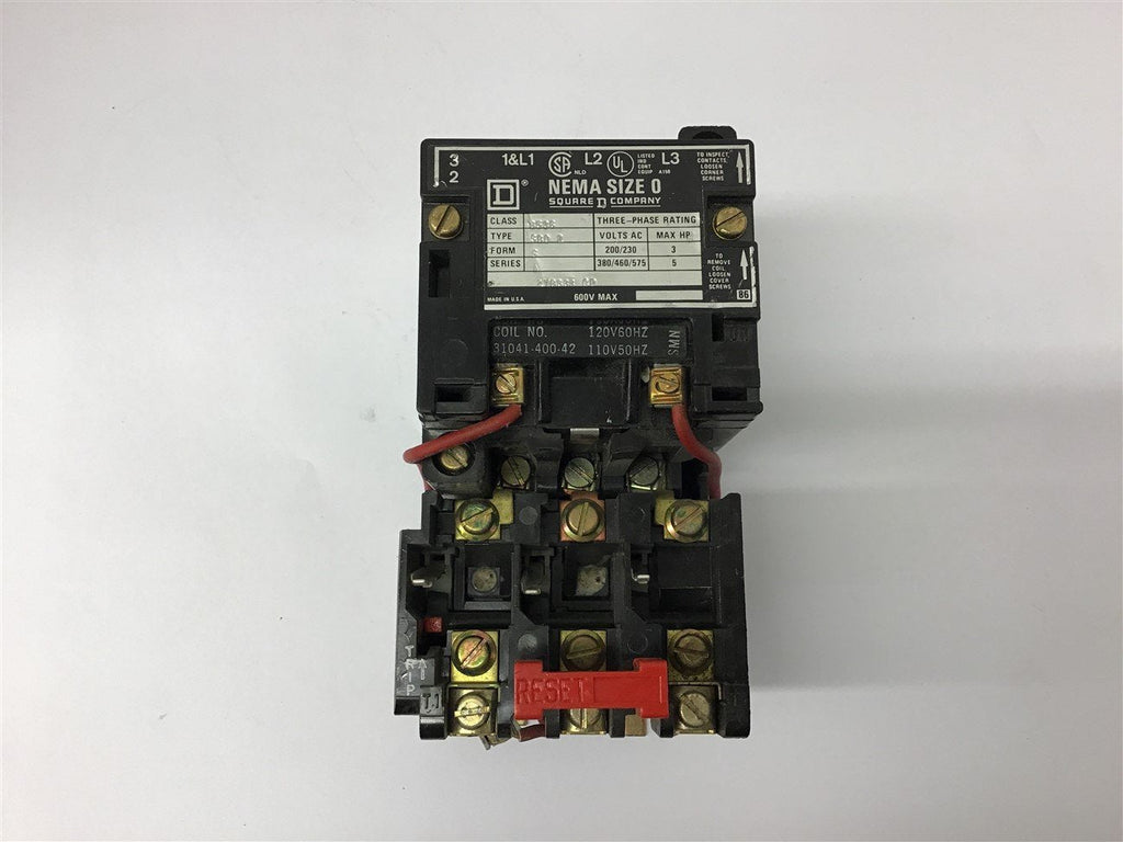 Square D Starter 8536 Type SB0 2 Form S Series A 600V max