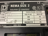 Square D Nema Size 2 8536 SDD1 Starter 460 volt @ 25 Hp 120 Volt coil