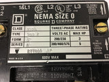 Square D Nema Size 0 8536SB02 Starter 460 V @ 5 Hp 120 volt Coil