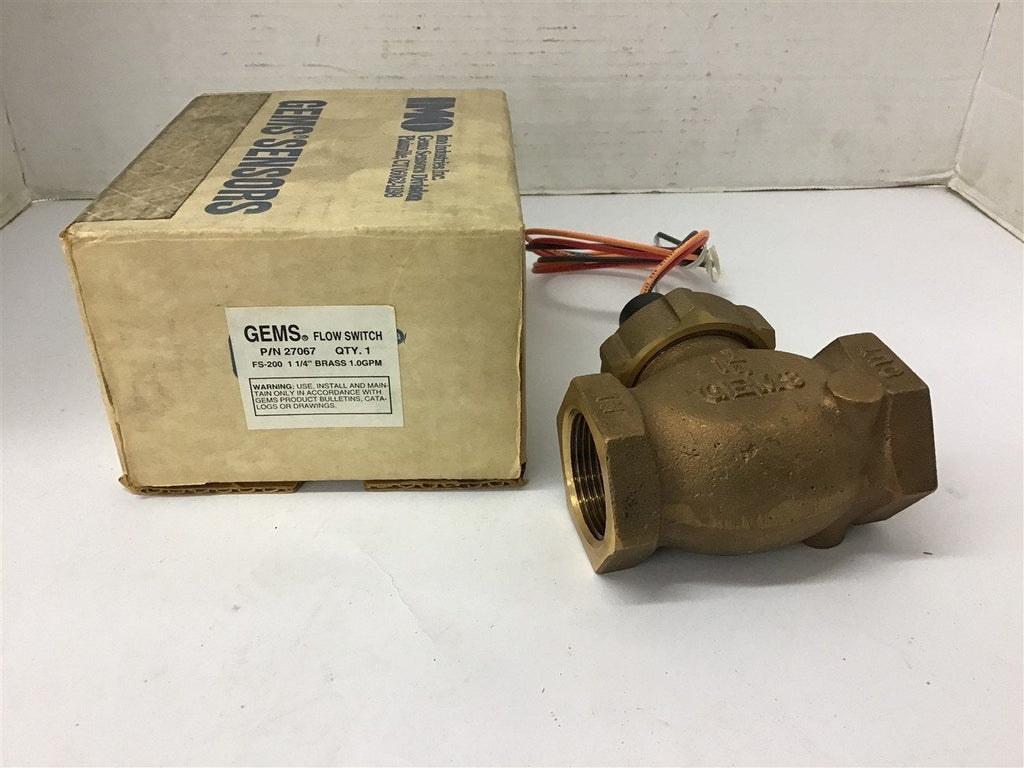Gems 27067 FS-200 1 1/4" Brass Flow Switch