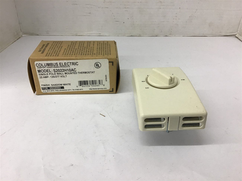 Columbus Electric S2022H10AC Single Pole Wall Mounted Thermostat 22 Amp 125/277
