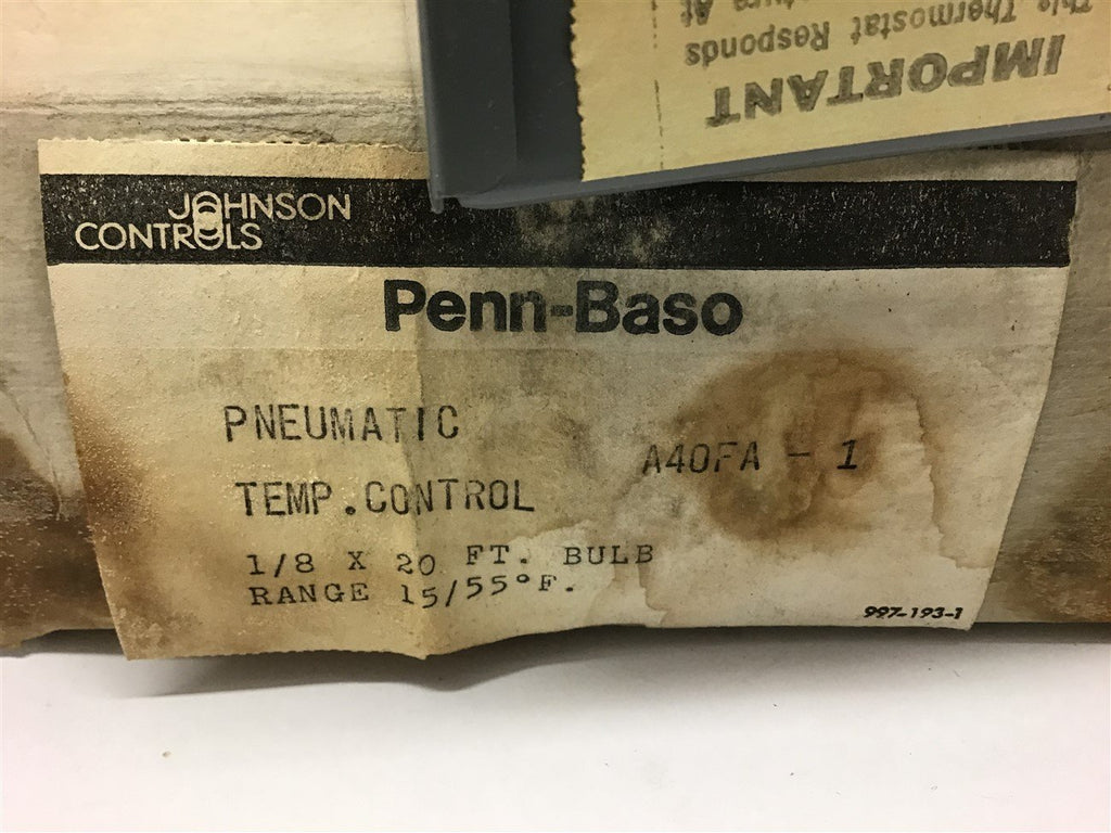 Johnson controls A40FA-1 Pneumatic Temperature Control
