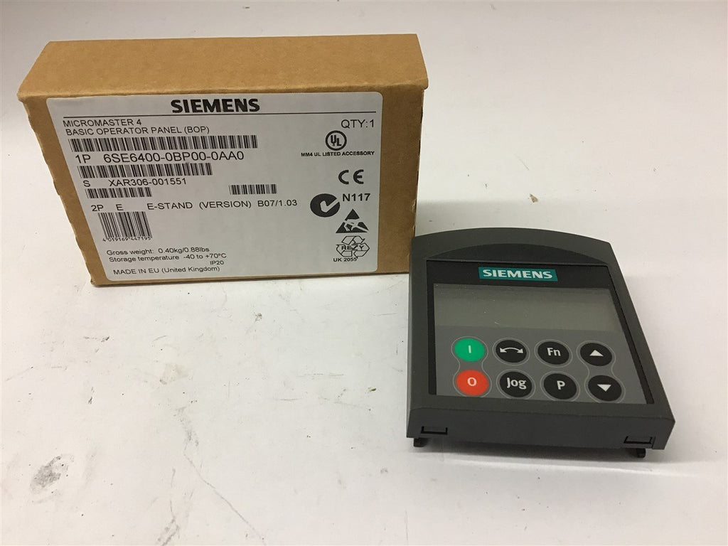 Siemens 6SE6400-0BP00-0AA0 Micromaster 4 Basic Operator Panel