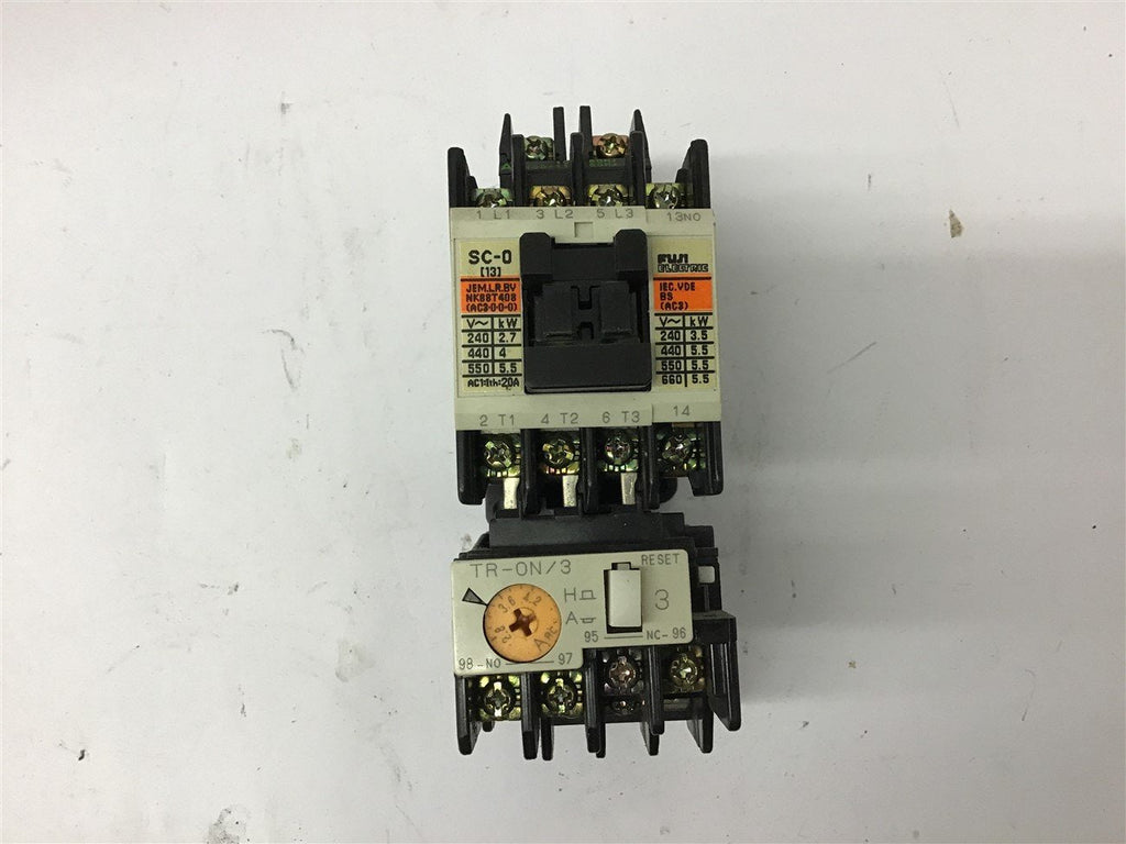 Fuji SC-0 Contactor3 Pole Contactor Motor Starter W/ TR-0N/3 Overload