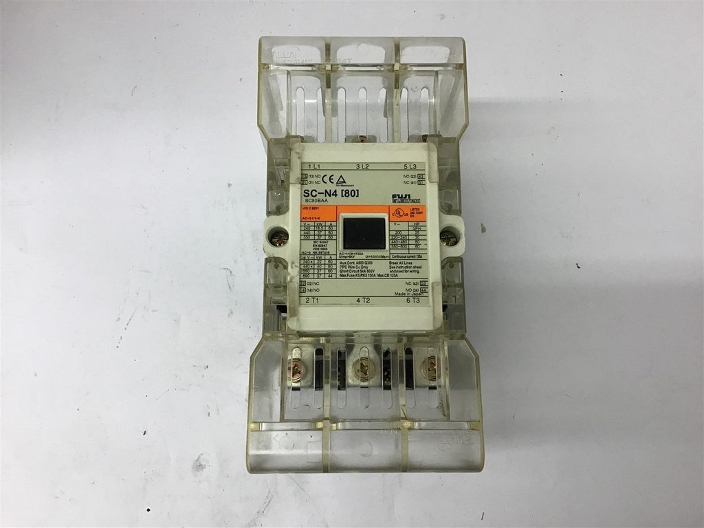 Fuji SC-N4 480 Volt @ 60 HP Contactor 135 Amp 100-110 V Coil