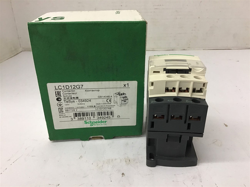 Schneider LC1D12G7 Contactor 120 Volt Coil 480 volt @ 7 1/2 HP