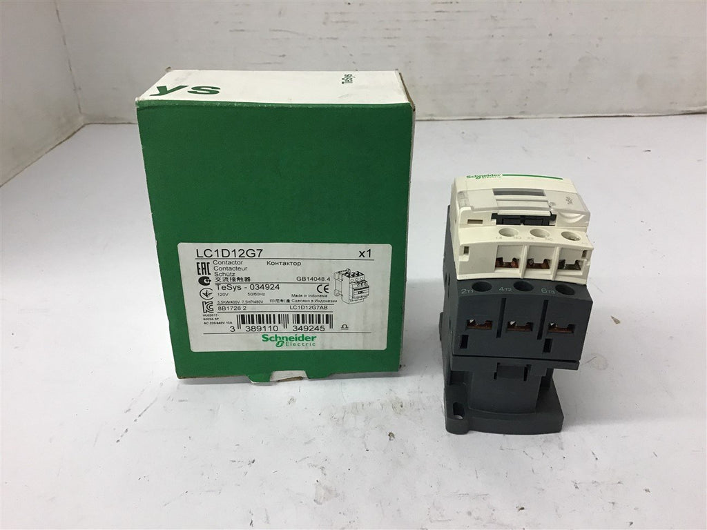 Schneider electric LC1D12G7 Contactor 120 Volt coil 480 volt @ 7 1/2 HP