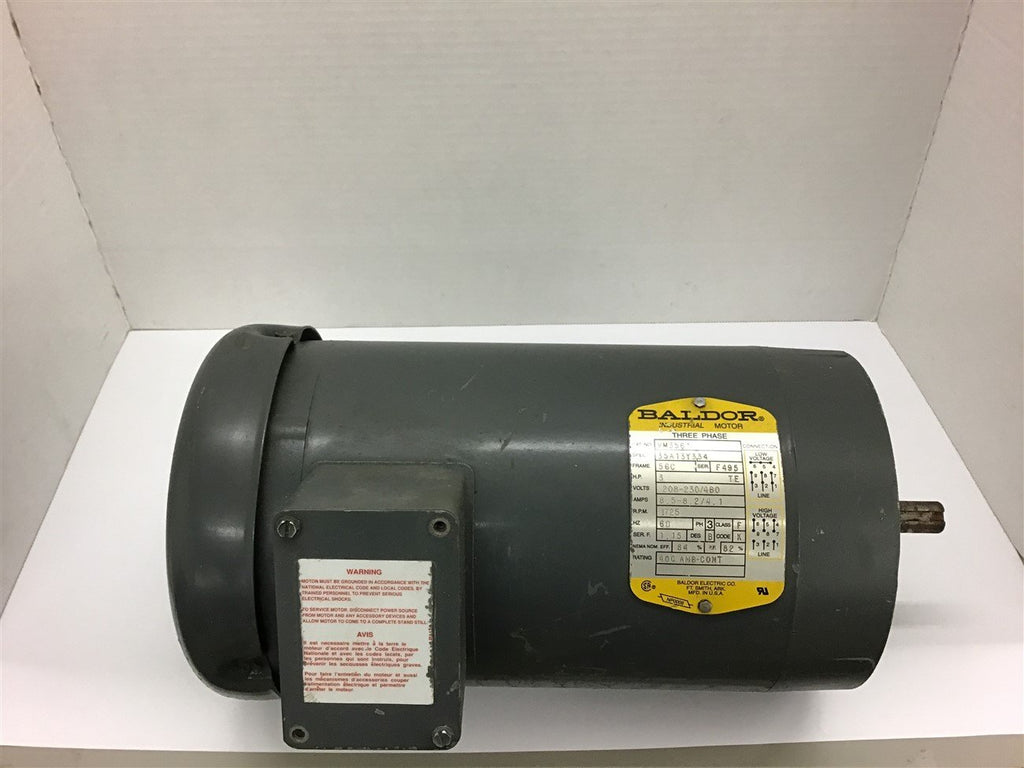 Baldor VM3561 3 HP AC Motor 208-230/460 Volts 1800 Rpm 4P 56C Frame
