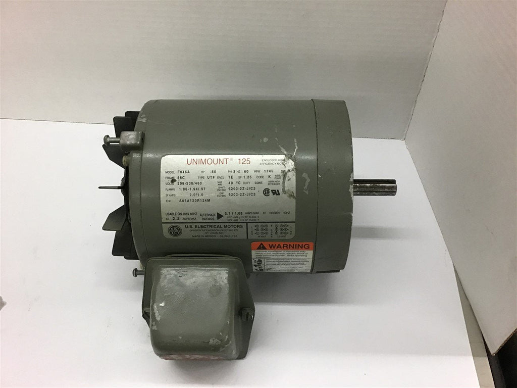 Unimount F046A 1/2 HP 208-230/460 Volts 1800 Rpm 4P 56C Frame