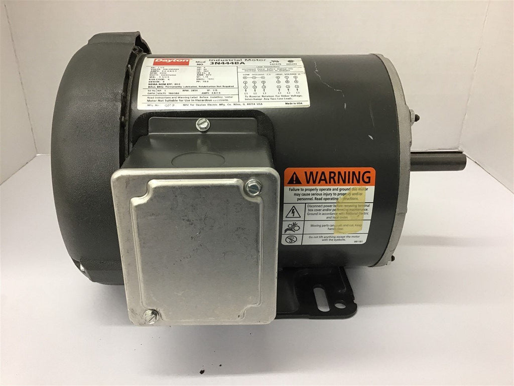 Dayton 3N444BA 1 1/2 HP AC Motor 208-230/460 Volts 3600 Rpm 2P 56H Frame