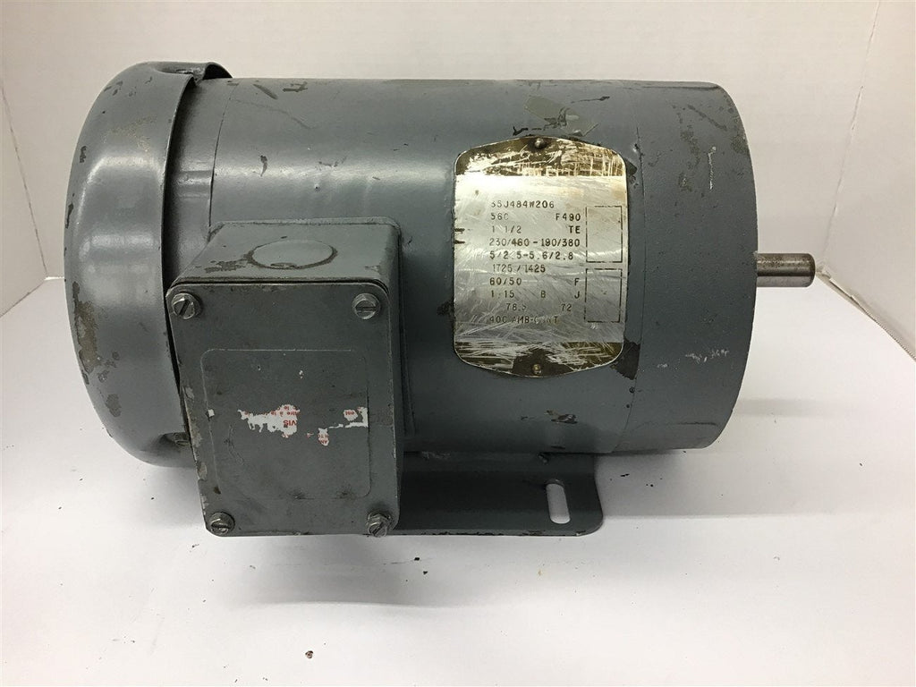Baldor 35J484W206 1 1/2 HP AC Motor 230/460 Volts 1800 Rpm 4P 56C Frame
