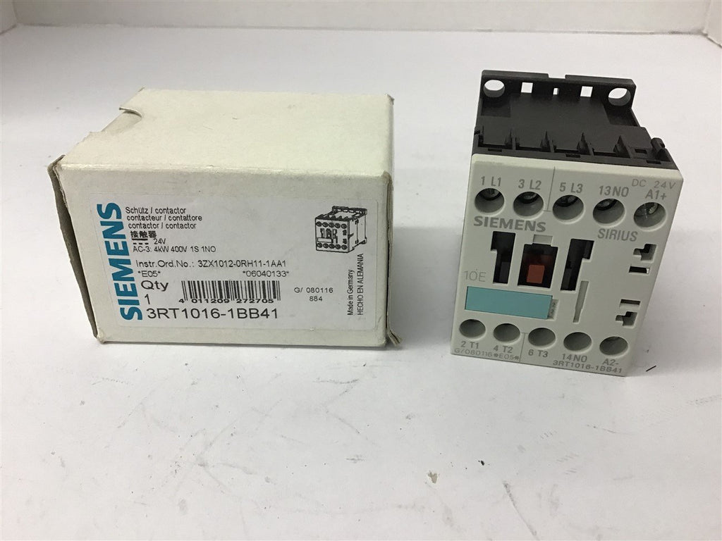 Siemens 3RT1016-1BB41 Contactor 24 Volt Coil