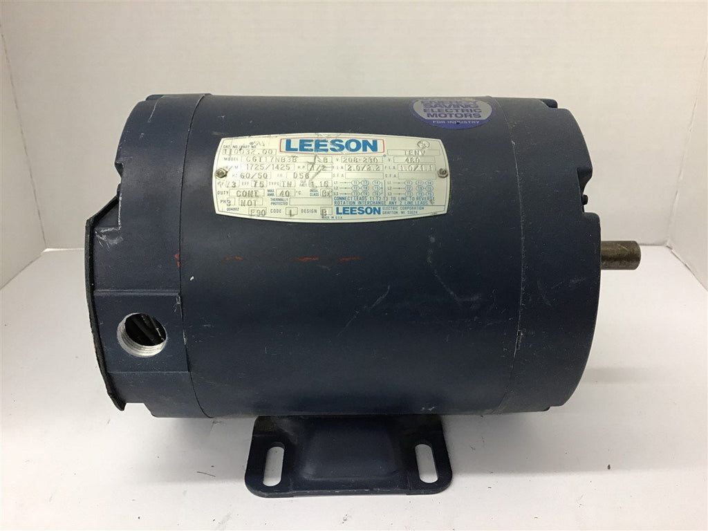 Leeson 110032.00 1/2 HP AC Motor 208-230/460 Volts 1725 Rpm 4P 56 Frame