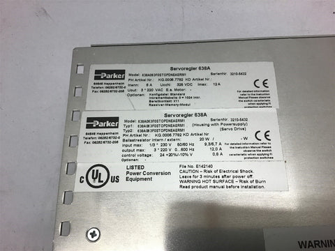 Parker 638A063F0STOPDNEAERM1 Servoregler 638A 220 Vac