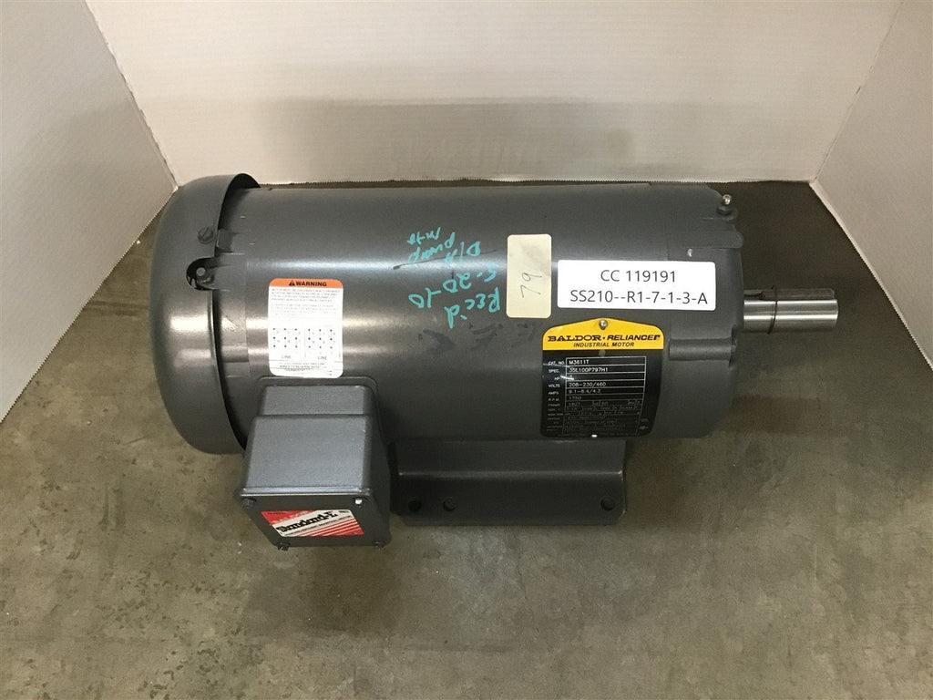 Baldor M3611T 3HP AC Motor 208-230/460 Volts 1800 Rpm 4P 182T frame