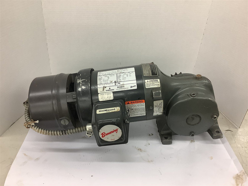 Emerson E183 3/4 HP Gear Brake motor 208-230/460 Volts 1800 Rpm 26.0:1 Ratio