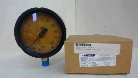 Ametek, 5Zp83, Air Pressure Gauge, 300 Psi, Conn: 1/2 Anpt Lm, 4-1/2 Size