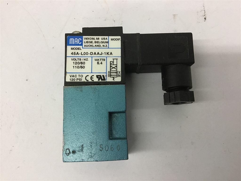 Mac 45A-LOO-DAAJ-1KA Solenoid Valve 120 Volts 5.4 Watts 120 PSI