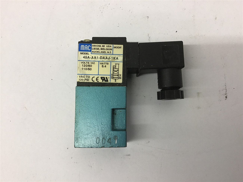 Mac 45A-AA1-DAAJ-1KA Solenoid Valve 5.4 Watts 120 Volts 120 PSI