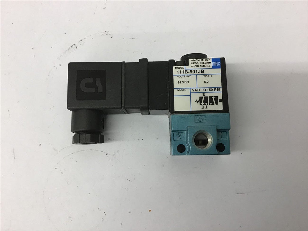 Mac 111B-501JB Solenoid Valve 24 VDC 6.0 Watts 150 PSI