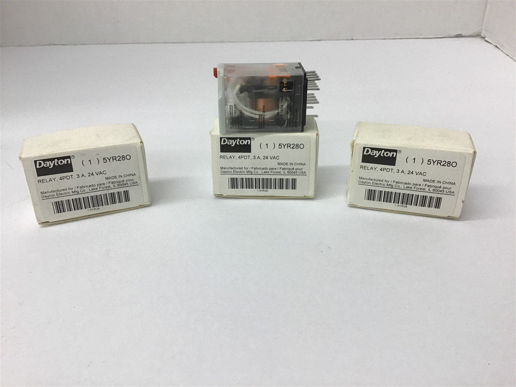 Dayton 5YR28O Relay 4PDT 3A 24 Vac Lot Of 3