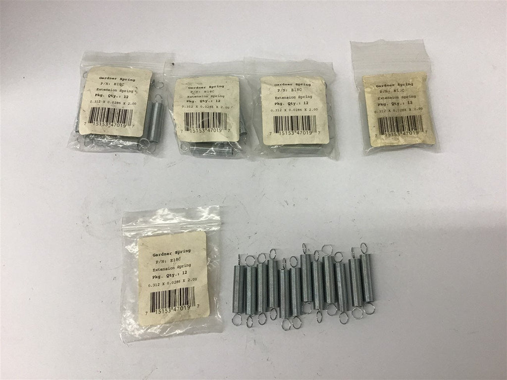 Gardner Springs E18C Extension Spring 0.312x0.0286x2.00 Lot Of 5 Packs