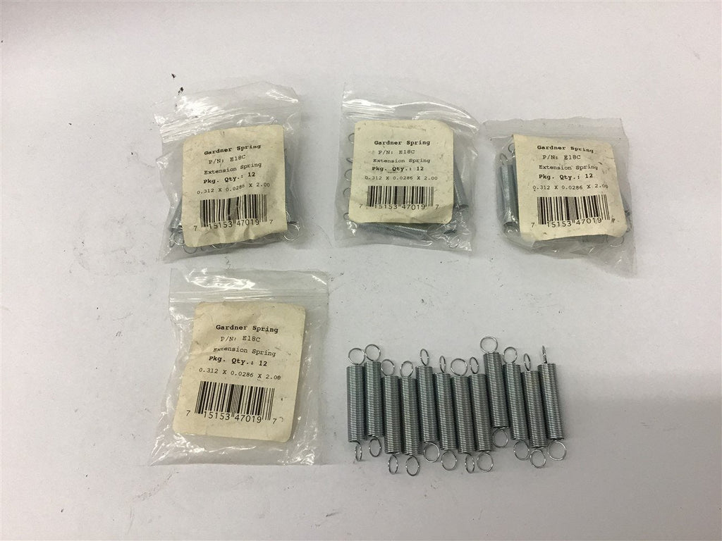 Gardner Springs E18C Extension spring 0.312x0.0286x2.00 Lot Of 4