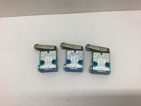 Festo RS-3-1/8 Roller Lever Valve 116 PSI --Lot of 3