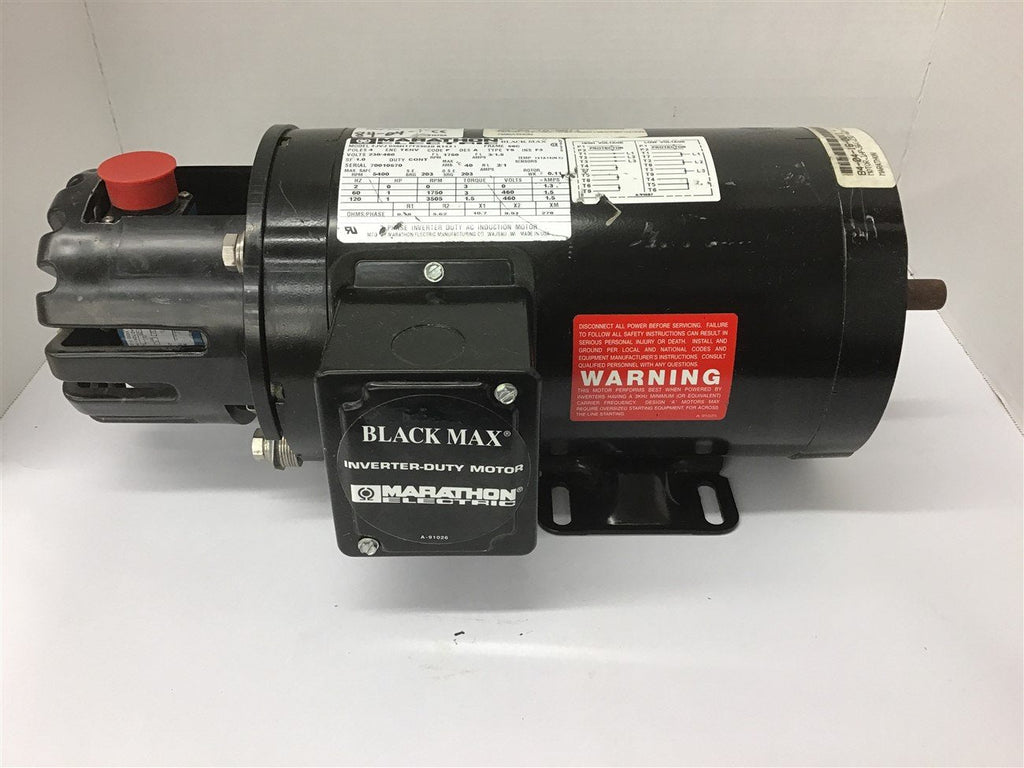 Marathon JVJ056H17T5302D 1 Hp AC Motor 460 volts 1800 Rpm 56C FR w/ Encoder