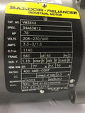 Baldor VM3543 3/4 HP AC Motor 208-230/460 1200 Rpm 6P 56C Frame