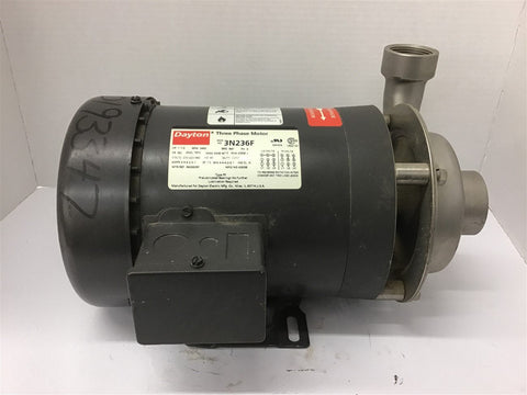 Daiyton 3N236F 1 1/2 Hp AC Motor with Pump 208-220/440 Volts 3600 Rpm 2P 56J